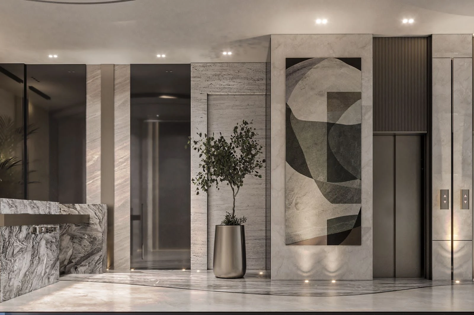 Q-East elevator lobby